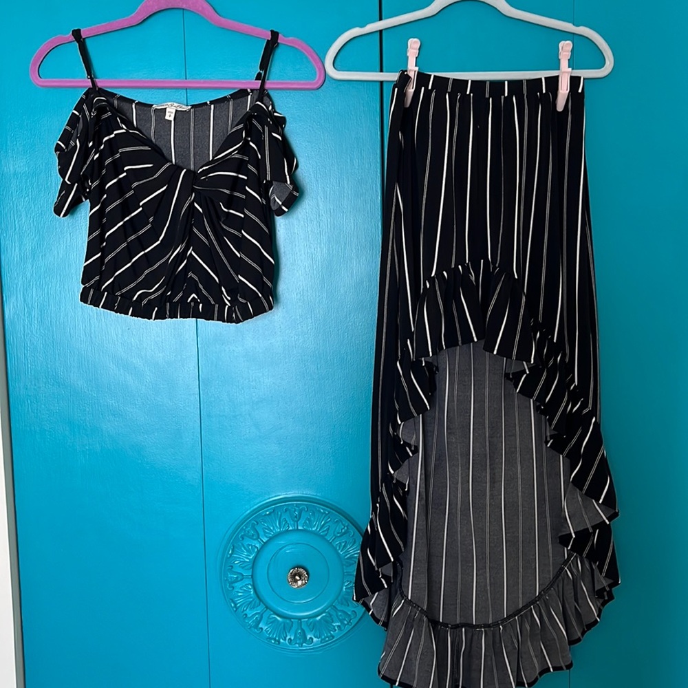 Two piece set crop top and hi low skirt